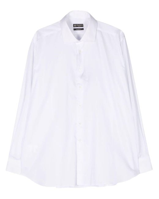 Corneliani Semi-doorzichtig Katoenen Overhemd in het White voor heren