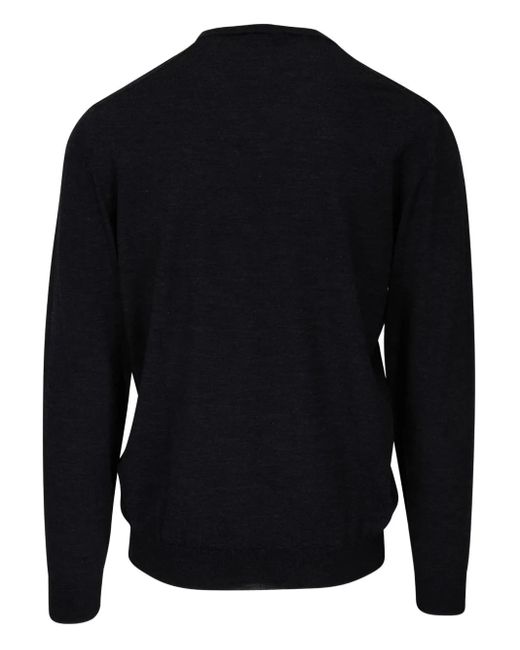 Fedeli Blue V-Neck Wool Sweater for men