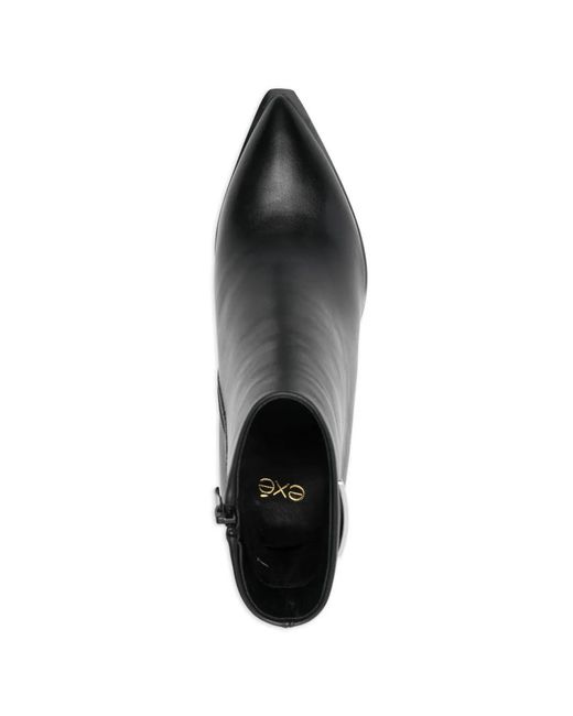 Exe' Black Triangle-Logo Leather Boots