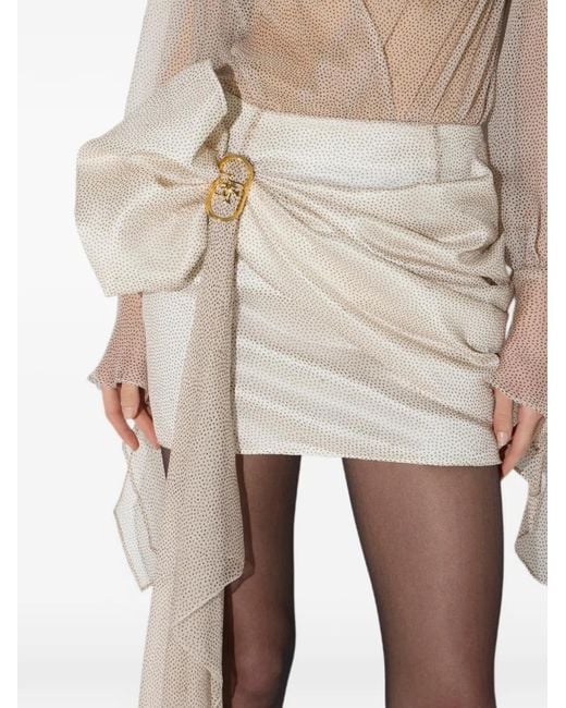 Elisabetta Franchi White Crepon Miniskirt With Micro-Polka Dot Print