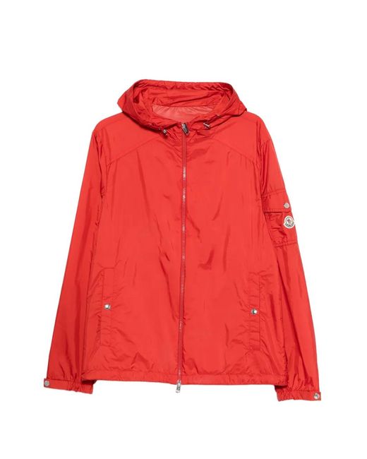 Chaqueta Con Capucha Y Parche Del Logo Moncler de hombre de color Red