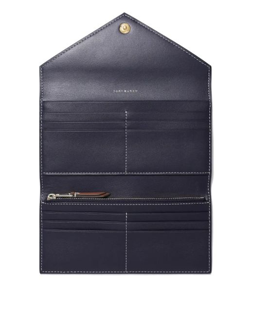 Tory Burch Gray T Monogram Wide Envelope Wallet