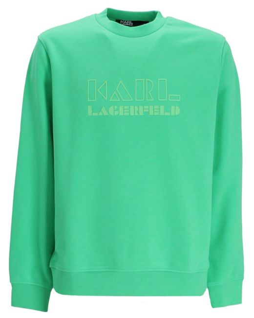 Karl Lagerfeld Green Logo-print Cotton Sweatshirt for men