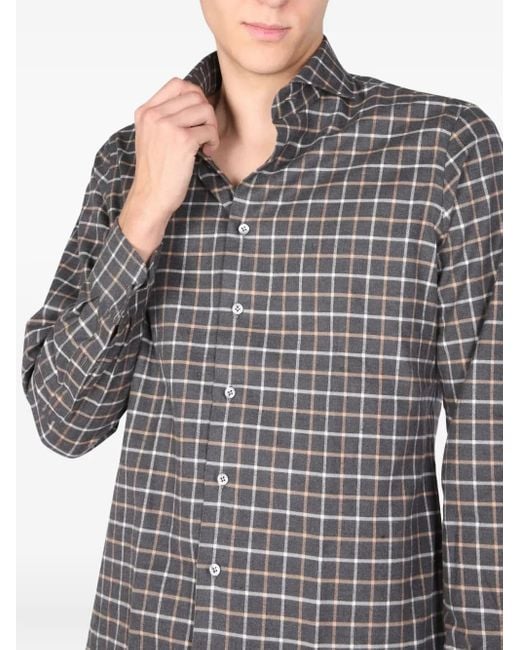 Lardini Gray Checked-Pattern Shirt for men