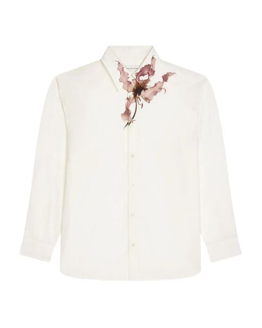 Chemise En Coton À Fleurs Dries Van Noten pour homme en coloris White