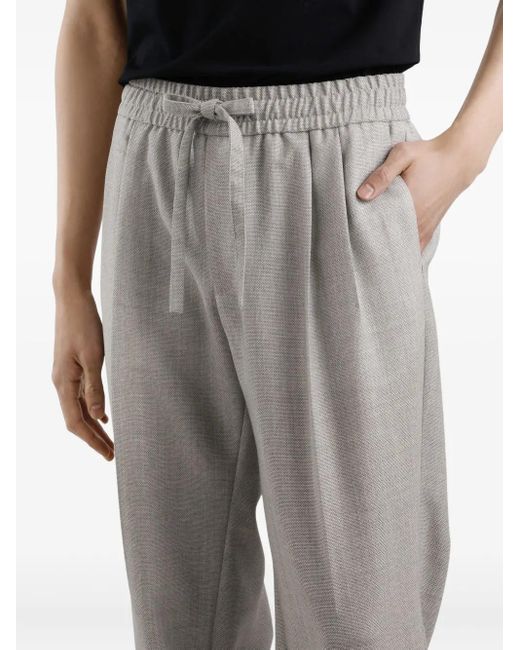 Dolce & Gabbana Gray Pleated Drawstring Trousers for men