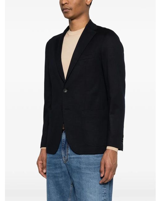 Tagliatore Black Patch-Pocket Blazer for men