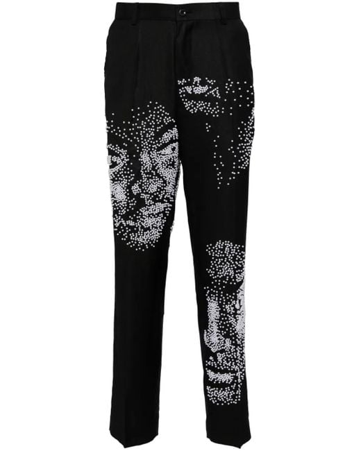 Kidsuper Black Faux-Pearl Embellished Straight-Leg Trousers for men