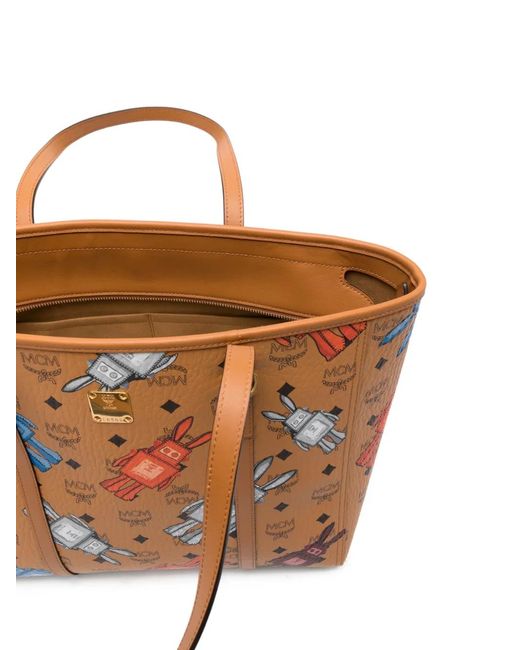 MCM Orange Medium Toni Logo-Detail Tote Bag