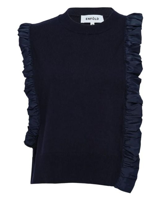 Débardeur Asymétrique À Volants Enfold en coloris Blue