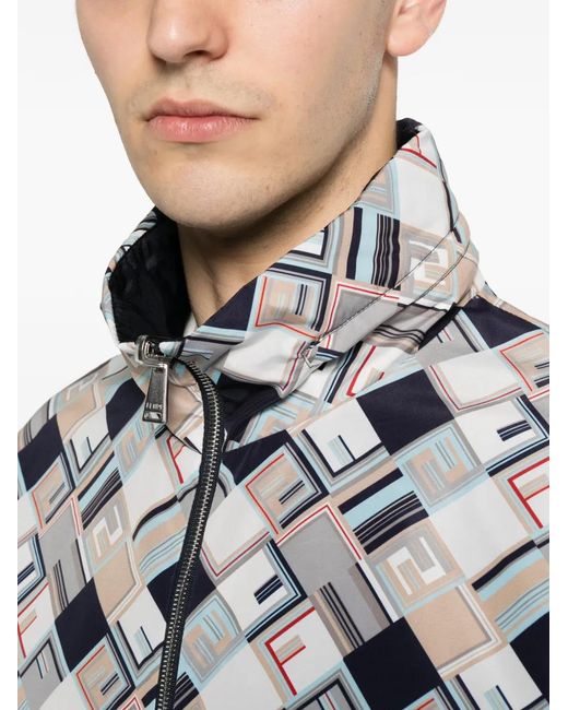 Fendi Gray Ff-Print Reversible Jacket for men