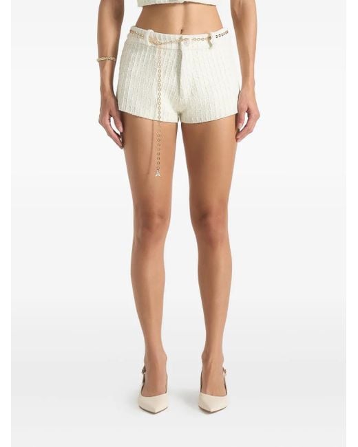 Manière De Voir White Kurze Elina Tweed-Shorts mit Kettengürtel
