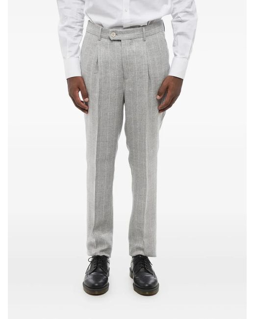 Brunello Cucinelli Gray Pinstripe Single-Breasted Suit for men