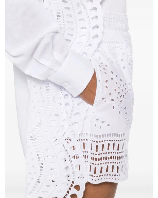 Ermanno Scervino White Shorts Mit Lochstickerei