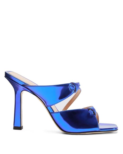 Scarosso Blue Zoe 100mm Leather Mules