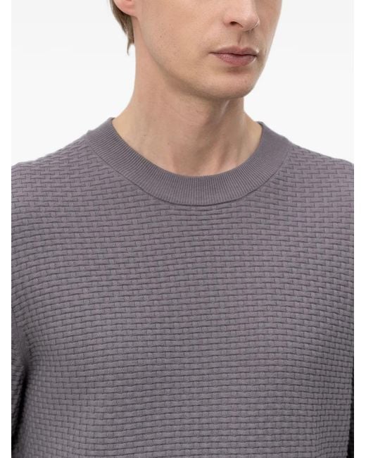 Boss Gray Basket-Weave Sweater for men