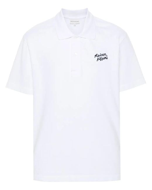 Maison Kitsuné White Printed Polo for men