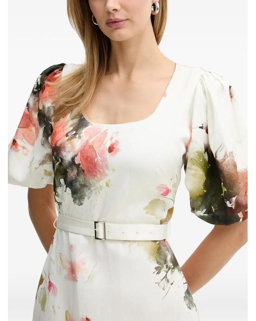 Silvian Heach White Midikleid Mit Blumen-Print