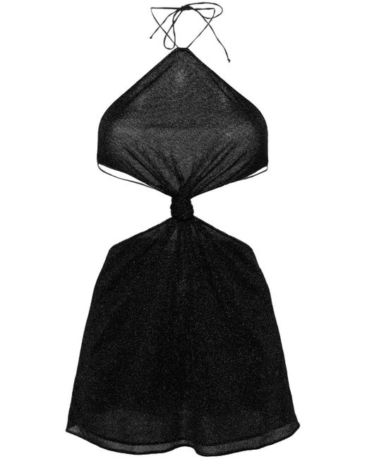 Oseree Black Lumière Halterneck Mini Dress