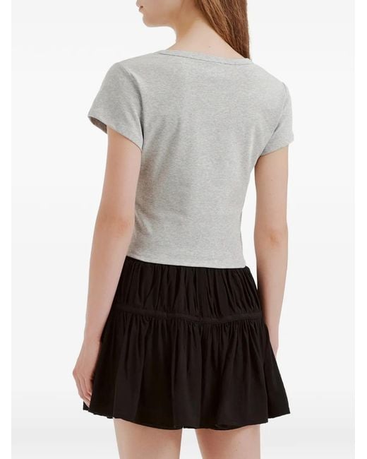 B+ AB Gray Embroidered-Patch T-Shirt