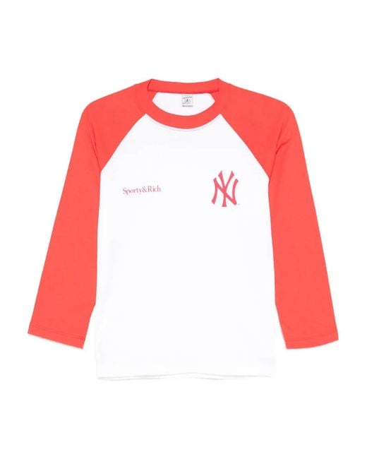 Sporty & Rich Red Yankees Serif T-Shirt