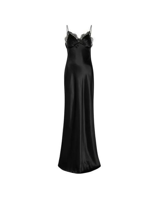Nili Lotan Black Sylas Lace-Detail Maxi Dress