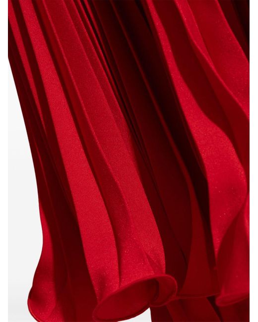 Balmain Red Long Pleated Skirt