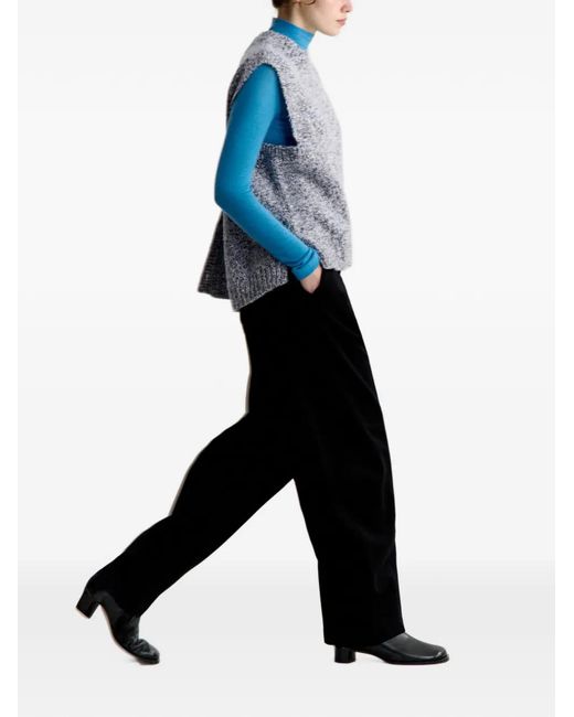Maison Kitsuné Gray Button-Back Knitted Top