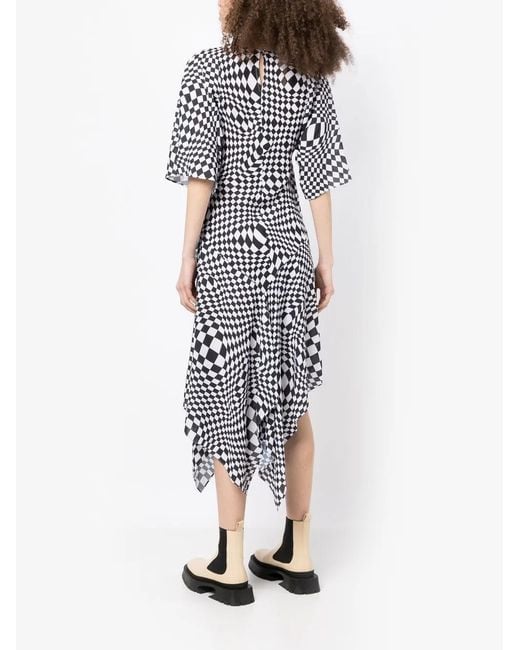 Pushbutton Asymmetrische Jurk in het White