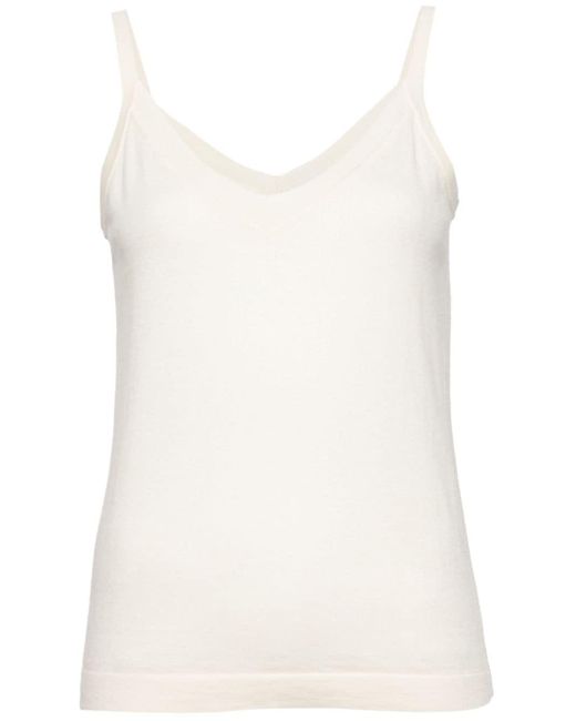 N.Peal Cashmere White Fine-knit Cami Top