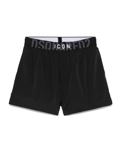 DSquared² Black Icon Swim Shorts for men