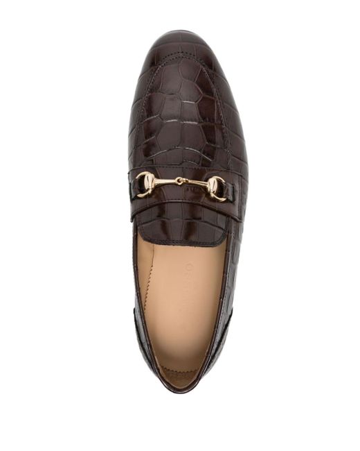 Scarosso Brown Alessandro Embossed-crocodile Loafers for men