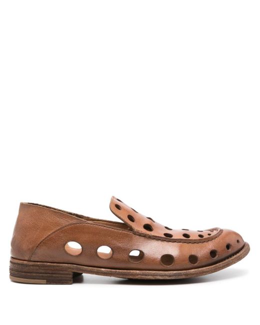 Officine Creative Brown Lexikon Perforated Leather Loafers