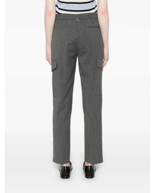 Twinset Gray Straight-Leg Cargo Pants