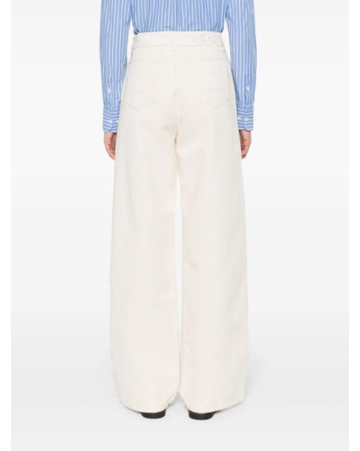Kiton White High-Waisted Straight-Leg Jeans
