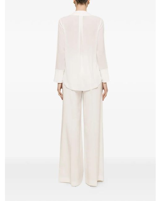 Nissa White V-Neck Chiffon Top