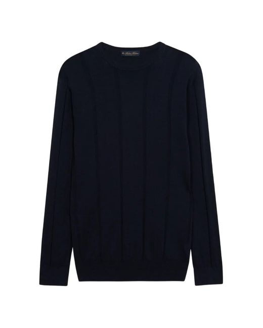 Brooks Brothers Blue Ribbed Crew-Neck Sweater for men