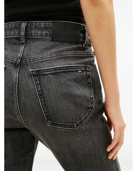 Tommy Hilfiger Black Faded-Effect Straight-Leg Jeans