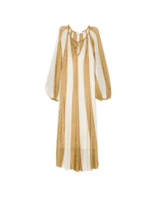 Zimmermann Metallic Mahon Splice Long-Sleeve Striped Maxi Dress