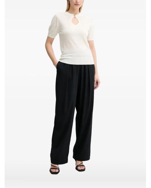 By Malene Birger キーホールネック ショートスリーブ ニットtシャツ White
