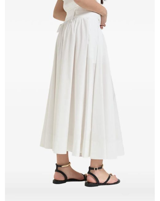 Liu Jo White Poplin Midi Skirt