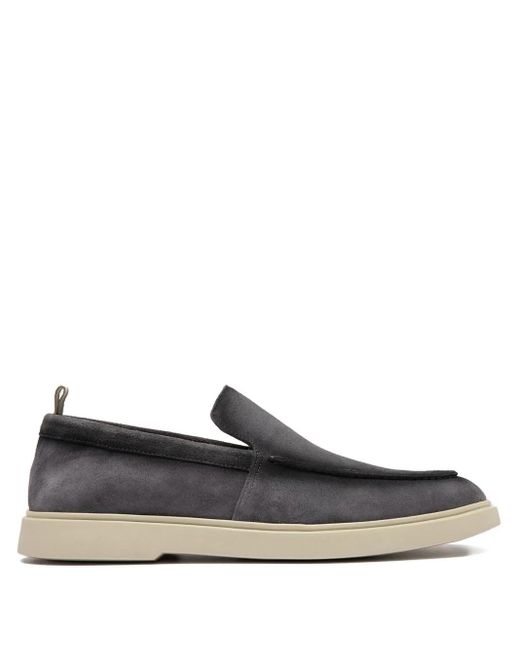 Officine Creative Gray Bones Suede Loafers for men