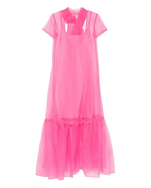 Staud Calluna ラッフル ショートスリーブ マキシドレス Pink