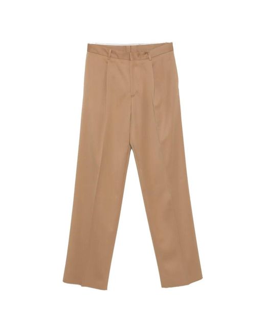 Lardini White Pleated Straight-Leg Trousers for men
