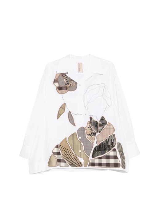 Antonio Marras White Patchwork Embroidered Shirt