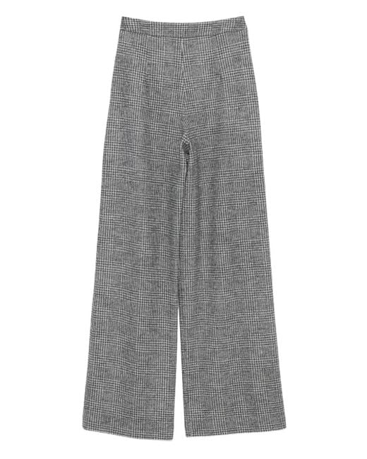 Emporio Armani Gray Pleated Check-Pattern Trousers