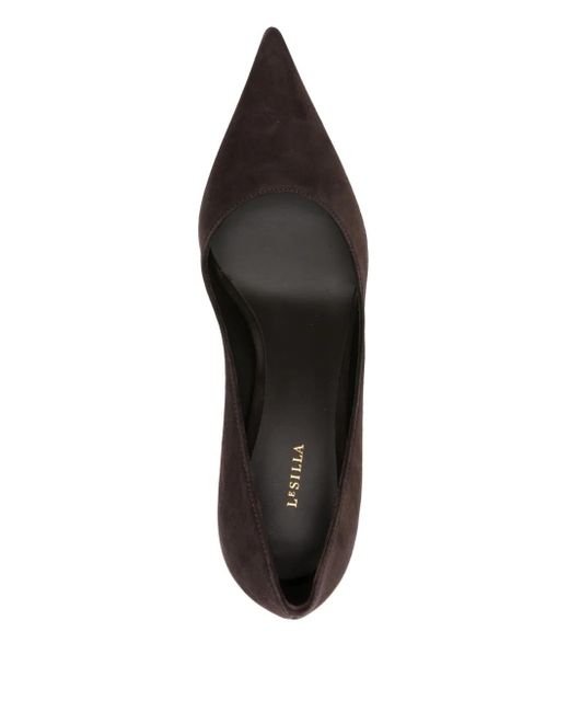 Le Silla Black 80Mm Pointed-Toe Leather Pumps