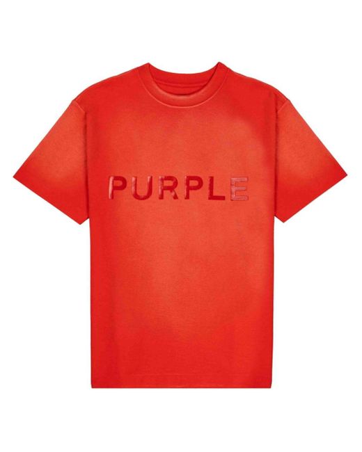 Purple Brand Red Logo-print Cotton T-shirt for men