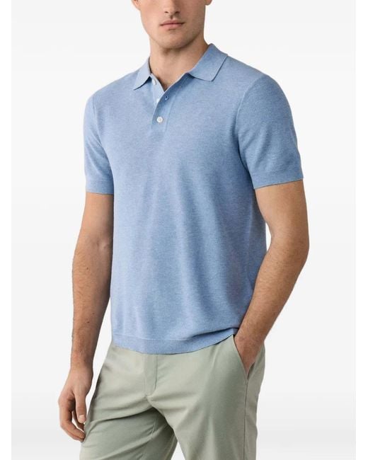 Hackett Gebreid Poloshirt in het Blue voor heren