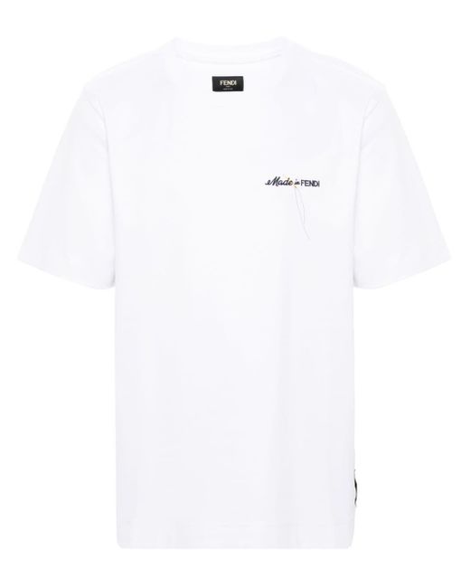 T-shirt In Cotone di Fendi in White da Uomo